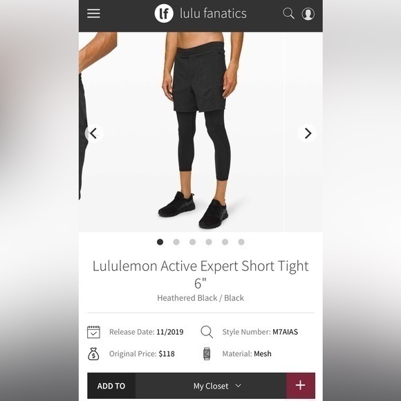 Unique Lululemon Active Expert Short Tight 6” size‎ Large